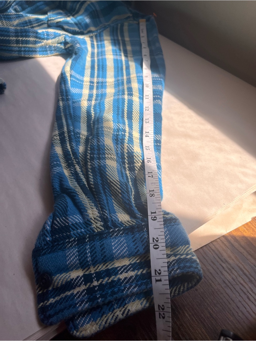Outerknown Blue and Yellow Plaid Button Down Shacket Medium - Picture 10 of 10